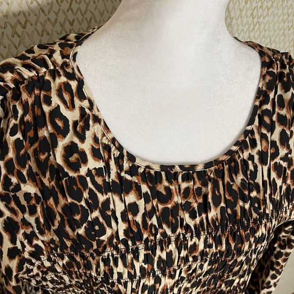 NWOT Rails Tabi Top in 'Nala' Leaopard Print Cotton Blend Smocked Body Size XXL - Picture 5 of 13